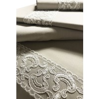 Completo lenzuola matrimoniale cotone pizzo Nazareno Gabrielli Shery  sposa romantico ricamato