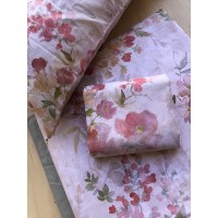 Completo letto lenzuola matrimoniale puro cotone Rousse fiori moderno HP23 2piazze