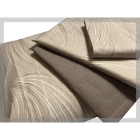 Completo letto matrimoniale lenzuola 2 piazze puro cotone Whisper  fantasia tortora