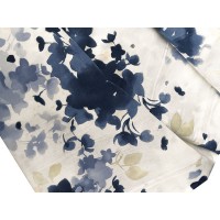 Completo letto puro cotone lenzuola 2 piazze matrimoniale Anastasia fiori blu