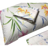 Completo letto lenzuola matrimoniale puro cotone Happidea Aura  fiori