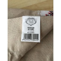 Tovaglia in cotone con balza stampata BOTANIC  beige x6 x12 posti elegante moderna idea regalo