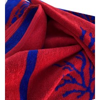 Telo mare in spugna velou corallo rosso blu morbido JACUMA uomo donna