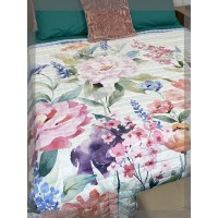 Trapuntino quilt matrimoniale fiori colorati stampa HD BLANCA