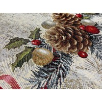 Tovaglietta quadrata centrotavolo Natale lux 100 x 100 PIGNE E NASTRO gobelin BEIGE