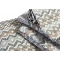 Completo lenzuola matrimoniale in flanella fantasia zig zag DINAMYC BNC26