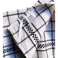 Set strofinacci canovacci 5pezzi cotone bianco MB nido d'ape assorbenti dis1 fondo bianco quadretto 