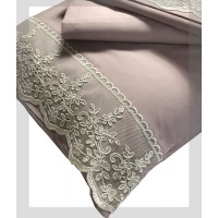 Completo lenzuola matrimoniale cotone pizzo Nazareno Gabrielli Elegance sposa romantico ricamato