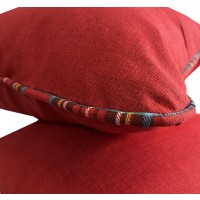 Coppia cuscini rossi bordino tartan con imbottitura natalizi 2025