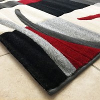 Tappeto arredo grande moderno rosso nero grigio beige geometrico Cuba