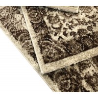 Tappeto damasco effetto velour camera 70x130 Beige-Marrone