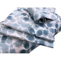 Lenzuola matrimoniale puro cotone fiori azzurro moderno Bliss