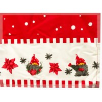 Tovaglia natale Cotone x 12 posti Gnomi rosso Doran natalizia