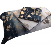 Parure lenzuola matimoniale in puro cotone stampa digitale FIORI DORATI lenzuolo copriletto con federe