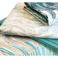 Completo letto matrimoniale BLU BAY puro cotone fantasia