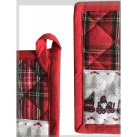 Presine natalizie 2 pezzi tartan natale con trenino TRAIN