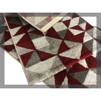 Tappeto arredo moderno grigio rosso CLOVERS 120x170 living divano soggiorno