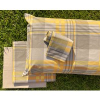 Completo letto singolo quadri cameretta made in italy Happidea Scozia urban giallo grigio