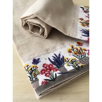Set strofinacci 2 pezzi cotone coppia canovacci BOTANIC stampa beige moderno fiori