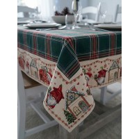 Tovaglia natalizia tartan kokta x 16 posti scozzese verde