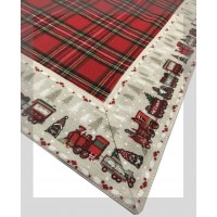 Centrotavola quadrato tovaglietta tartan scozzese natale TRAIN  85x85cm