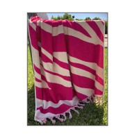 Telo mare in spugna velour zebrato CRETA con frange 