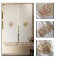 Coppia tendine intaglio bianco ricamate CUORE balza finestra balcone Swing