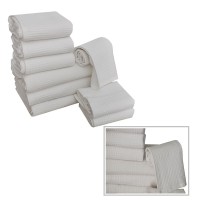 Set asciugamani nido d'ape bianco in puro cotone hotel spa b&b 