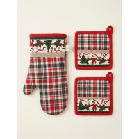 Presine e guantone natalizi tartan garland tinto in filo