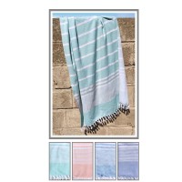 Telo fouta cotone con frange rigato MORENA rigato interno micro spugna uomo donna 