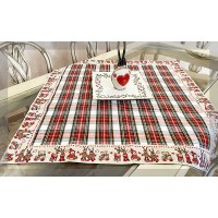 Centrotavola quadrato tovaglietta tartan scozzese natale happy deer 85x85cm