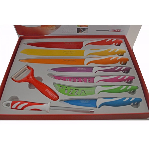 Set coltelli ceramica acciaio inox colorati cucina 9 pezzi