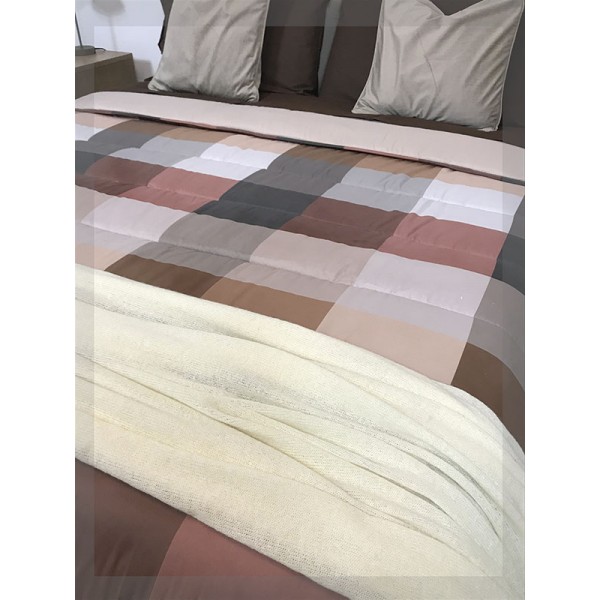 Completo letto singolo puro cotone Living Imberti scacchi grigio fuxia  multicolor :: Easy Home Store