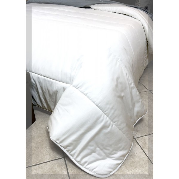 Trapunta matrimoniale bianca piumone bianco in raso di puro cotone HP Easy Home Store