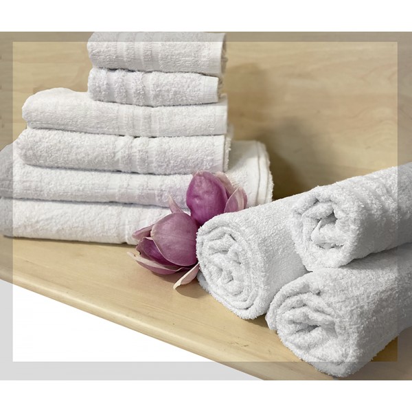 Tris asciugamani spugna bianco hotel b&b eco line PCTEX :: Easy Home Store
