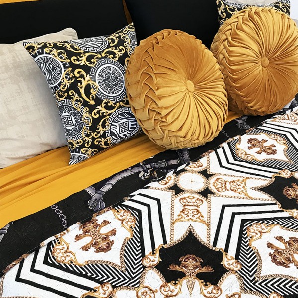 Coppia cuscini arredo simil Versace bianco nero oro moderno elegante ::  Easy Home Store
