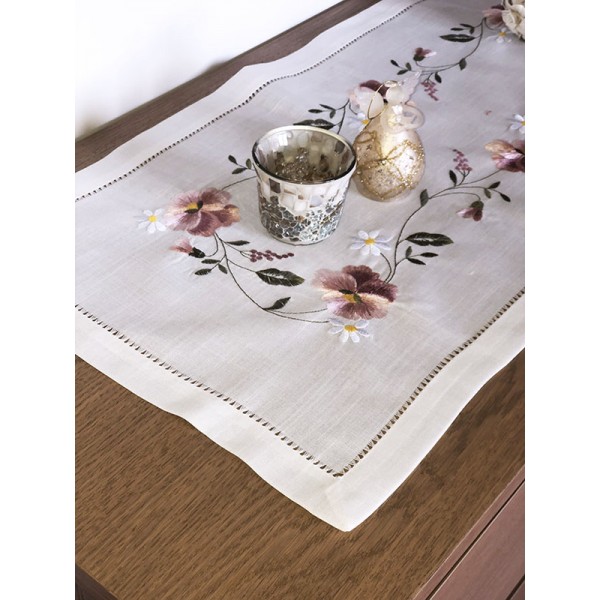 Corsia runner ricamato fiori Rosaly beige rosa shabby bianco elegante  kl82969 :: Easy Home Store