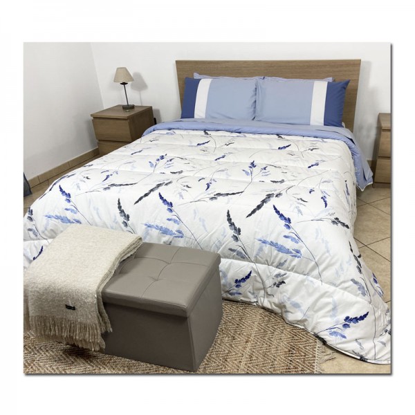 Trapunta piumone invernale matrimoniale Cassera ZAFFIRO cotone calda FIORI BLU Easy Home Store