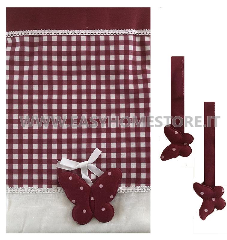 Coppia Tendine finestra porta finestra shabby Aria scozzesi con calamite - Foto 10 di 10